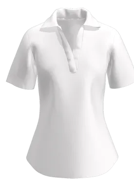 AB SPORT Women's White Short Sleeve V-Neck Polo GP02-WHT