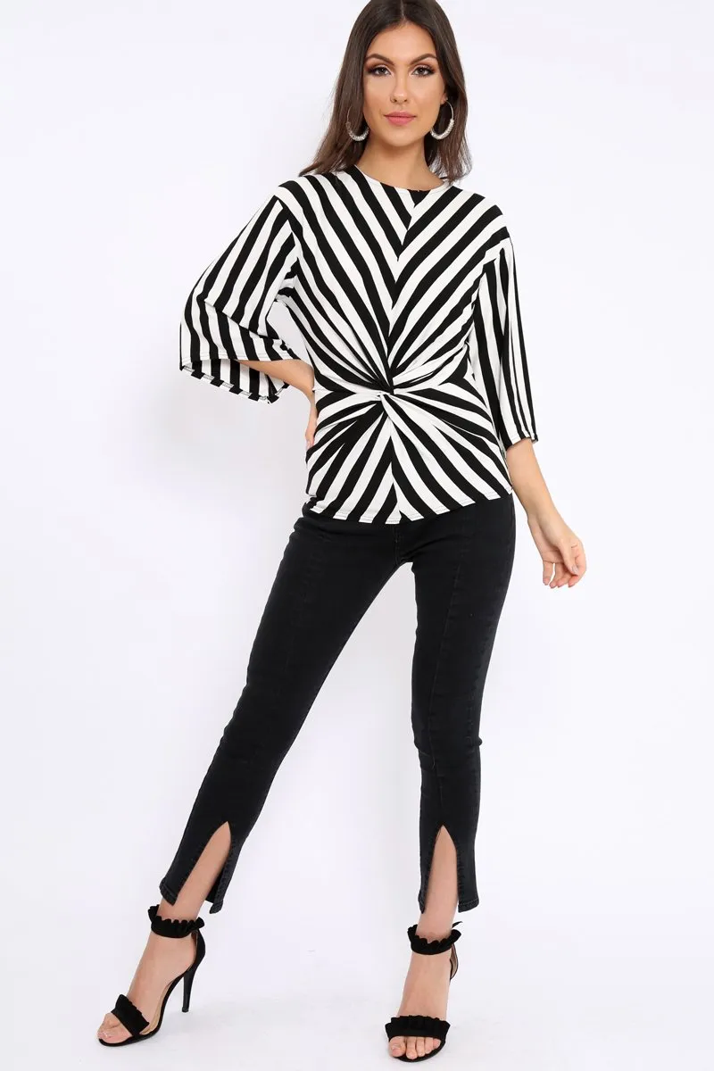 Black and White Stripe Knot Top - Toree