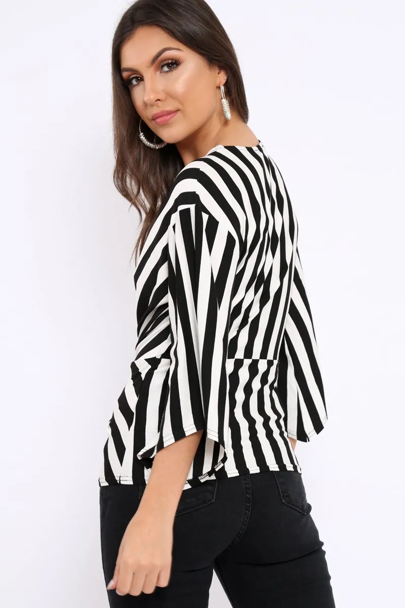 Black and White Stripe Knot Top - Toree