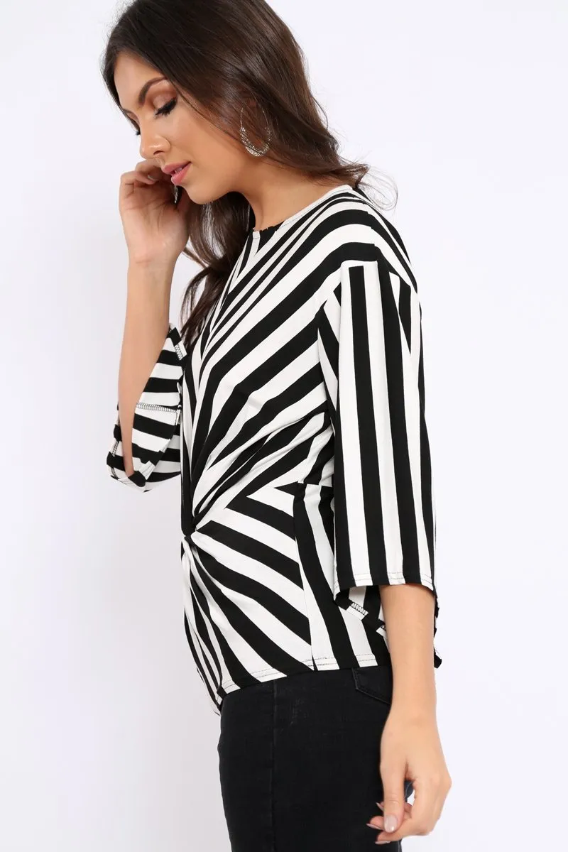 Black and White Stripe Knot Top - Toree