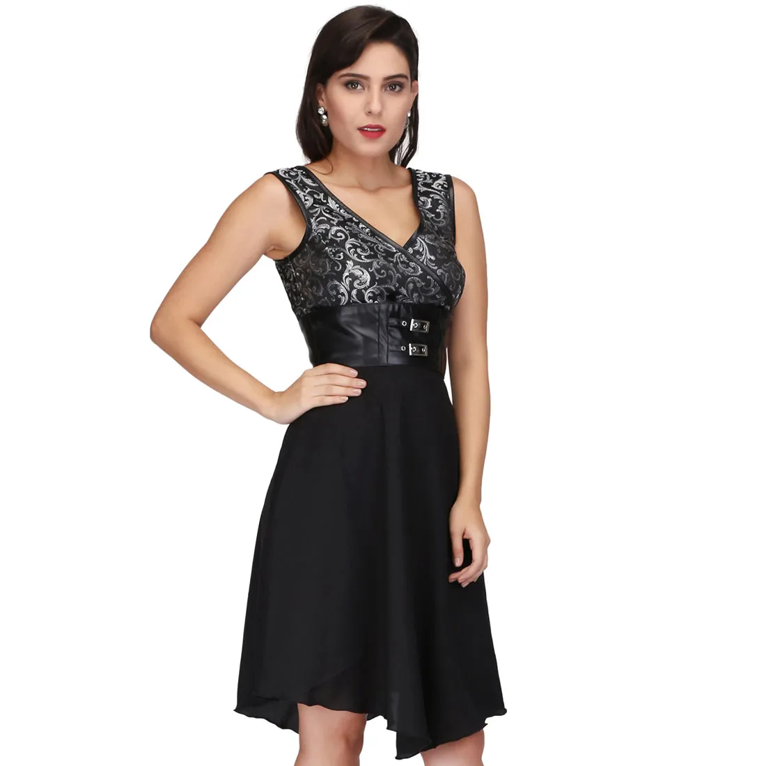 Black Silver Women's Gothic Dress