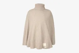 Cashmere Wool Ribbed Poncho - Millet