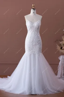 Chapel Train Mermaid V-cut Designer Sequin Lace Wedding Dress