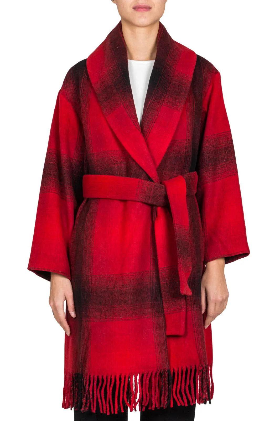 Fringed Blanket Wool Coat