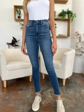 Full Size Cuffed Hem Low Waist Skinny Jeans