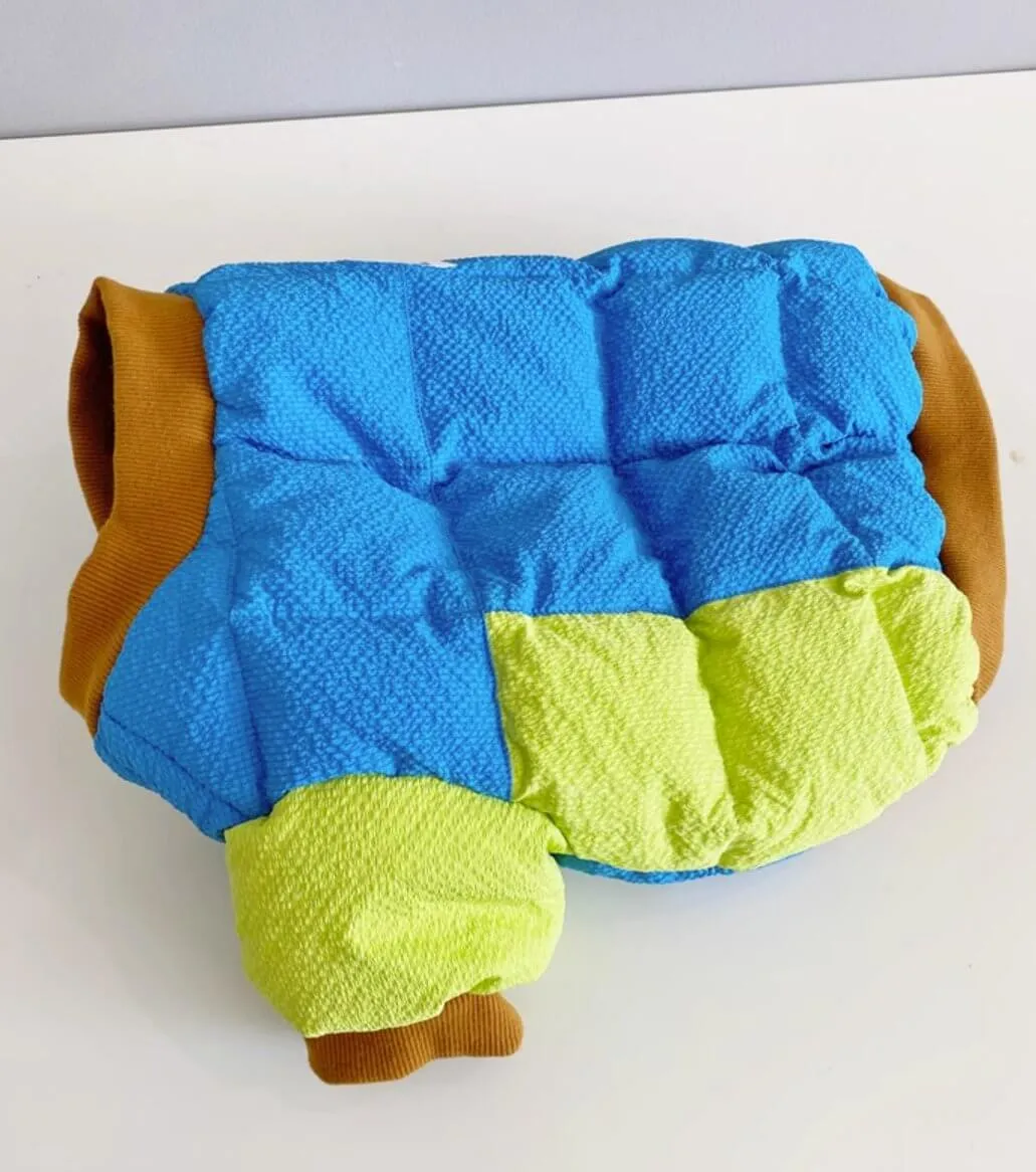 Handmade Winter Duck Down Coat with Color Block Design For Small and Medium Dogs and Cats