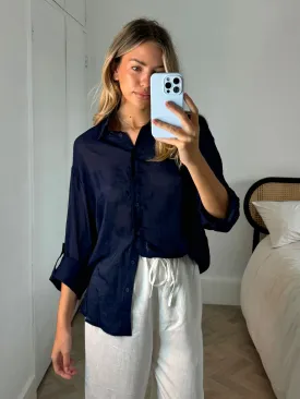 Kensie Roll Up Shirt in Navy