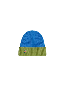 Kids’ Recycled Cashmere Bi-color Hat—cerulean blue