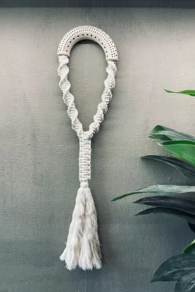 Macrame ceramic semi circle ecru