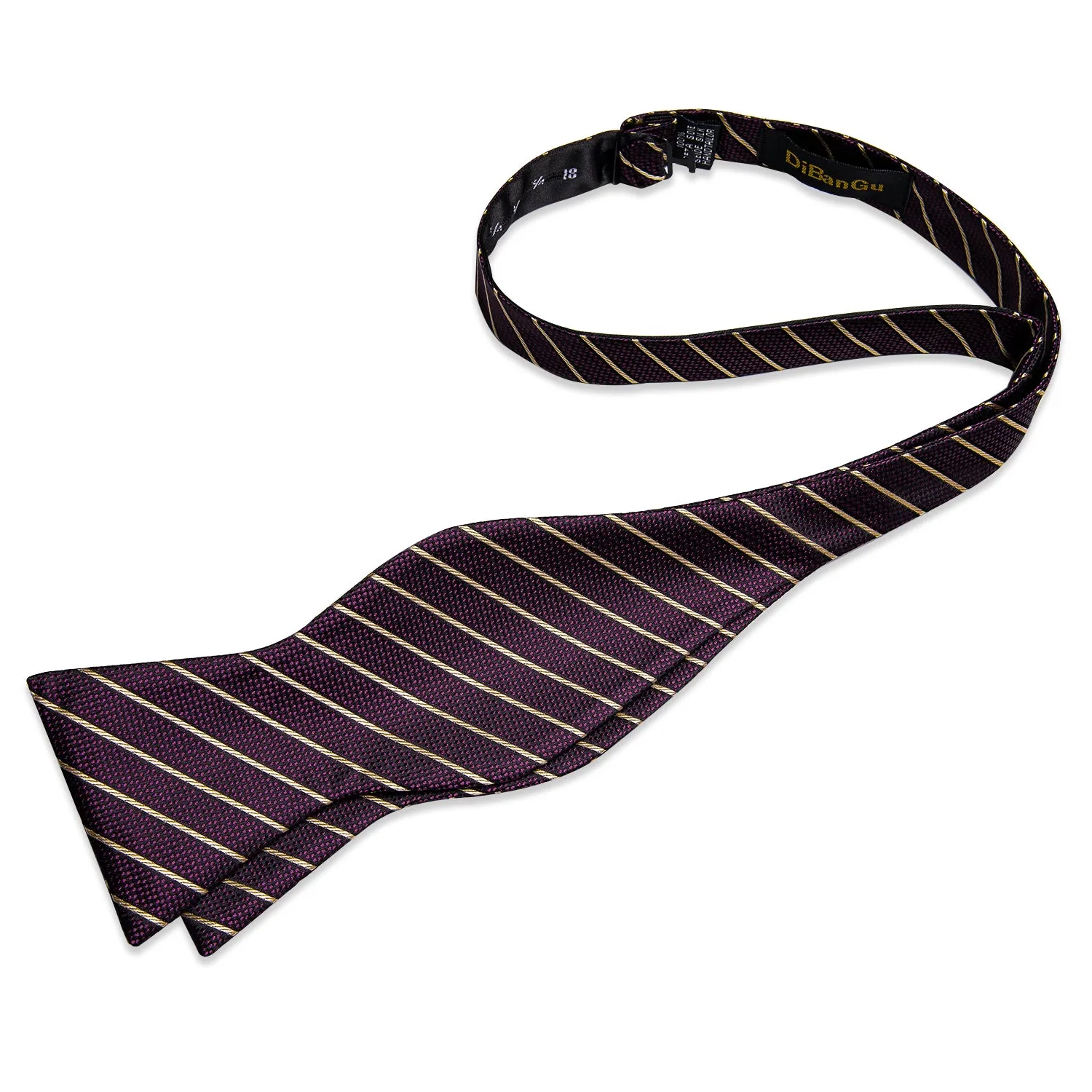 Novelty Purple Brown Self-Bowtie Pocket Square Cufflinks Set