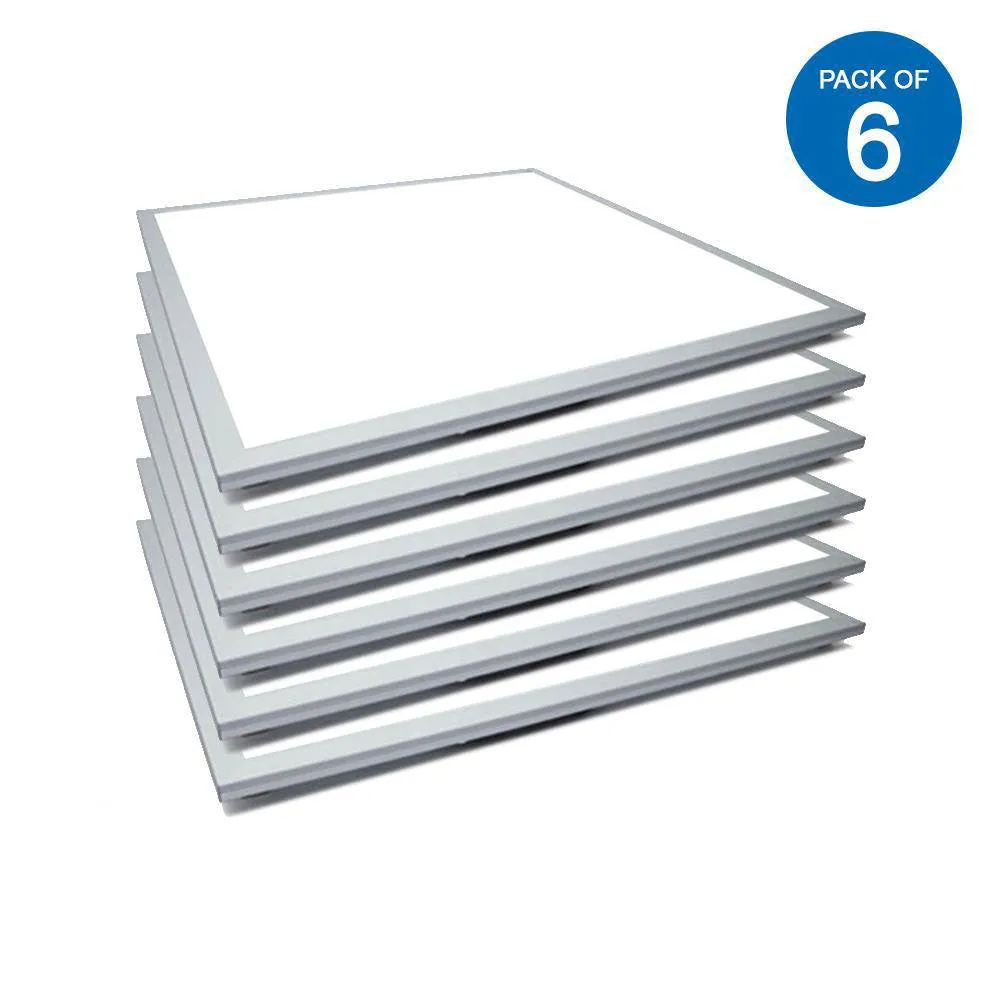 Pack of 6 LED Edgelit Ceiling Panel Tile, 3000k, 40W, 60x60 cm, 3600 Lumens, Ultra Slim LED Ceiling Panel Light, Bright Flat Tile LED Light