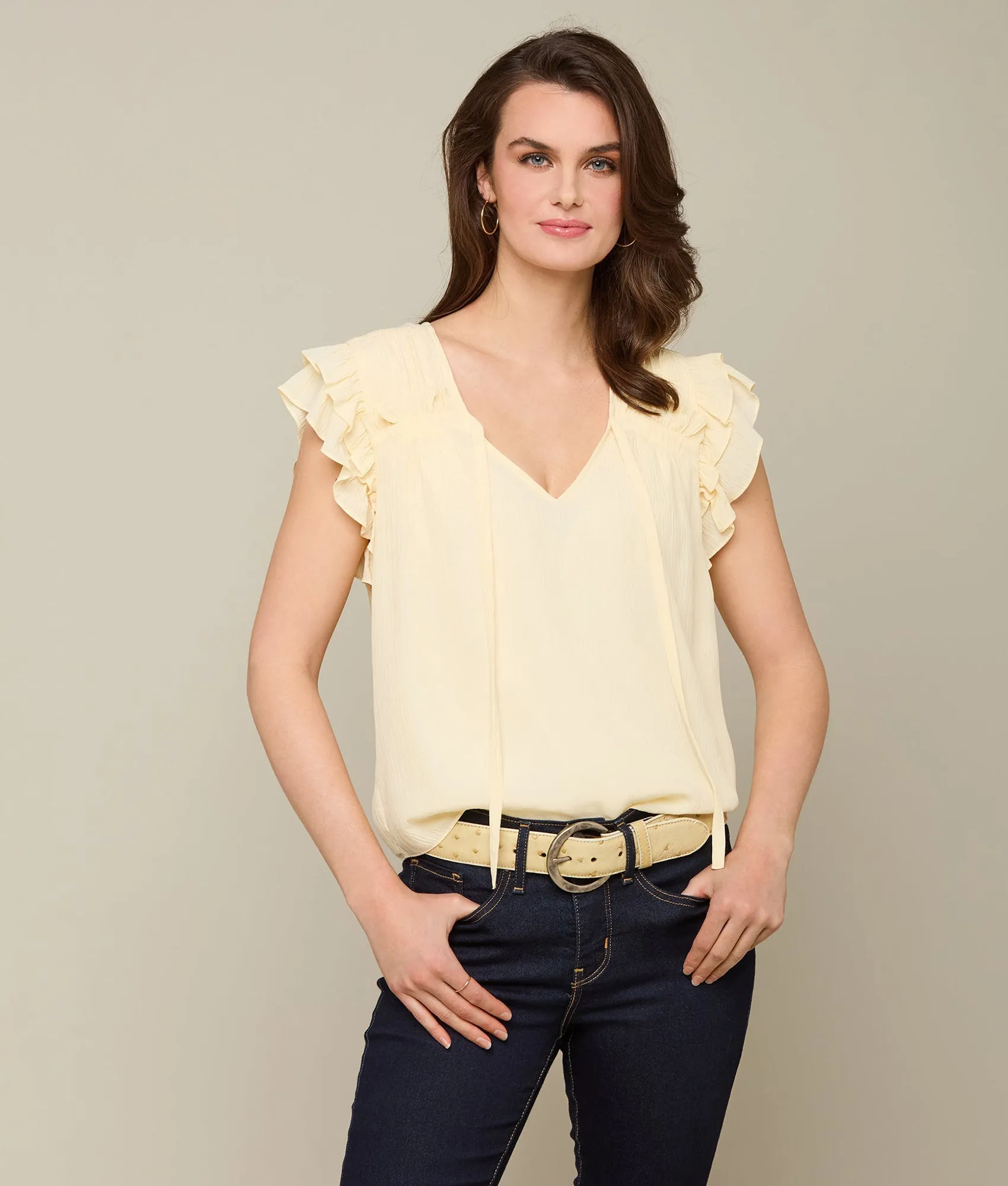 Phoebe Ruffle Blouse :: Light Tan