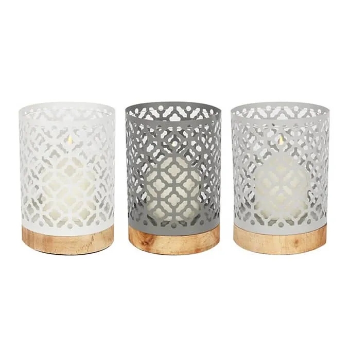 Quatrefoil Lantern With Wood Base