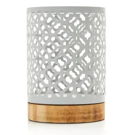 Quatrefoil Lantern With Wood Base