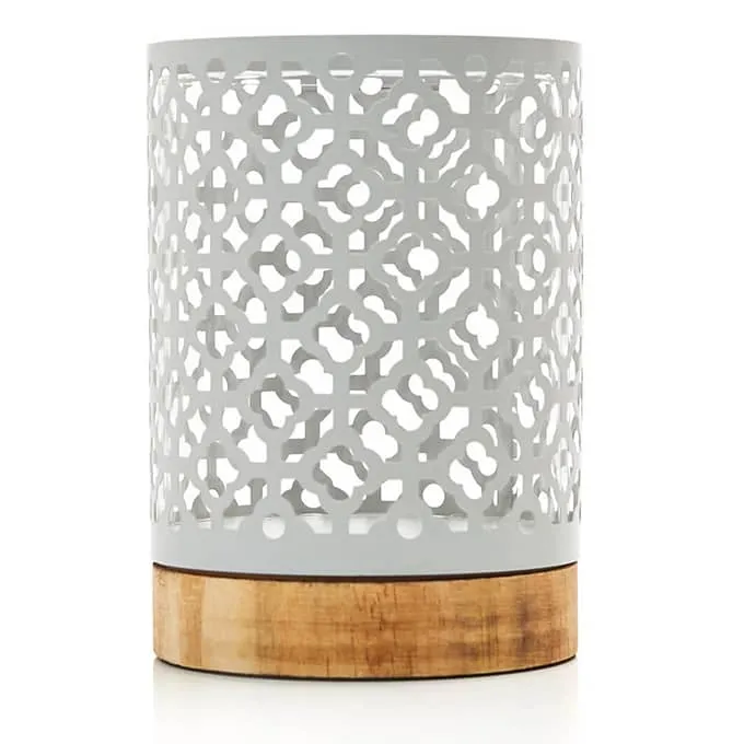 Quatrefoil Lantern With Wood Base