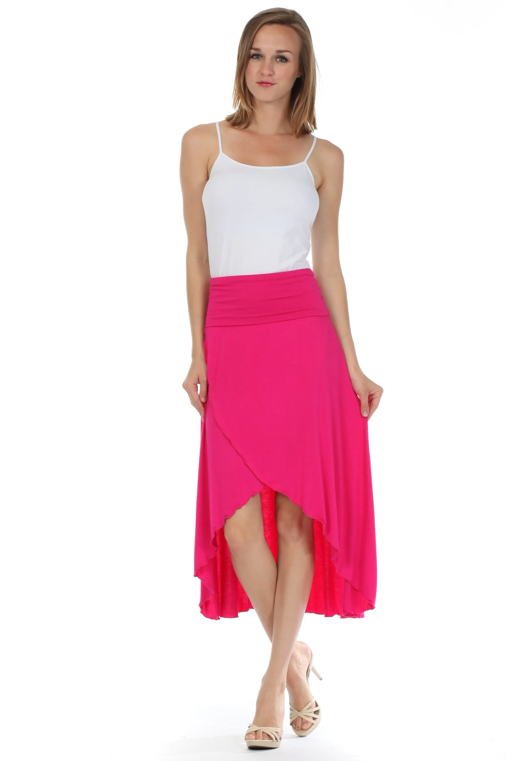 Sakkas Soft Jersey Feel Solid Color Strapless High Low Dress / Skirt