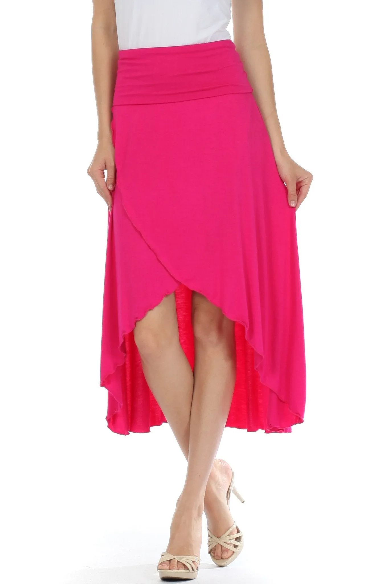 Sakkas Soft Jersey Feel Solid Color Strapless High Low Dress / Skirt