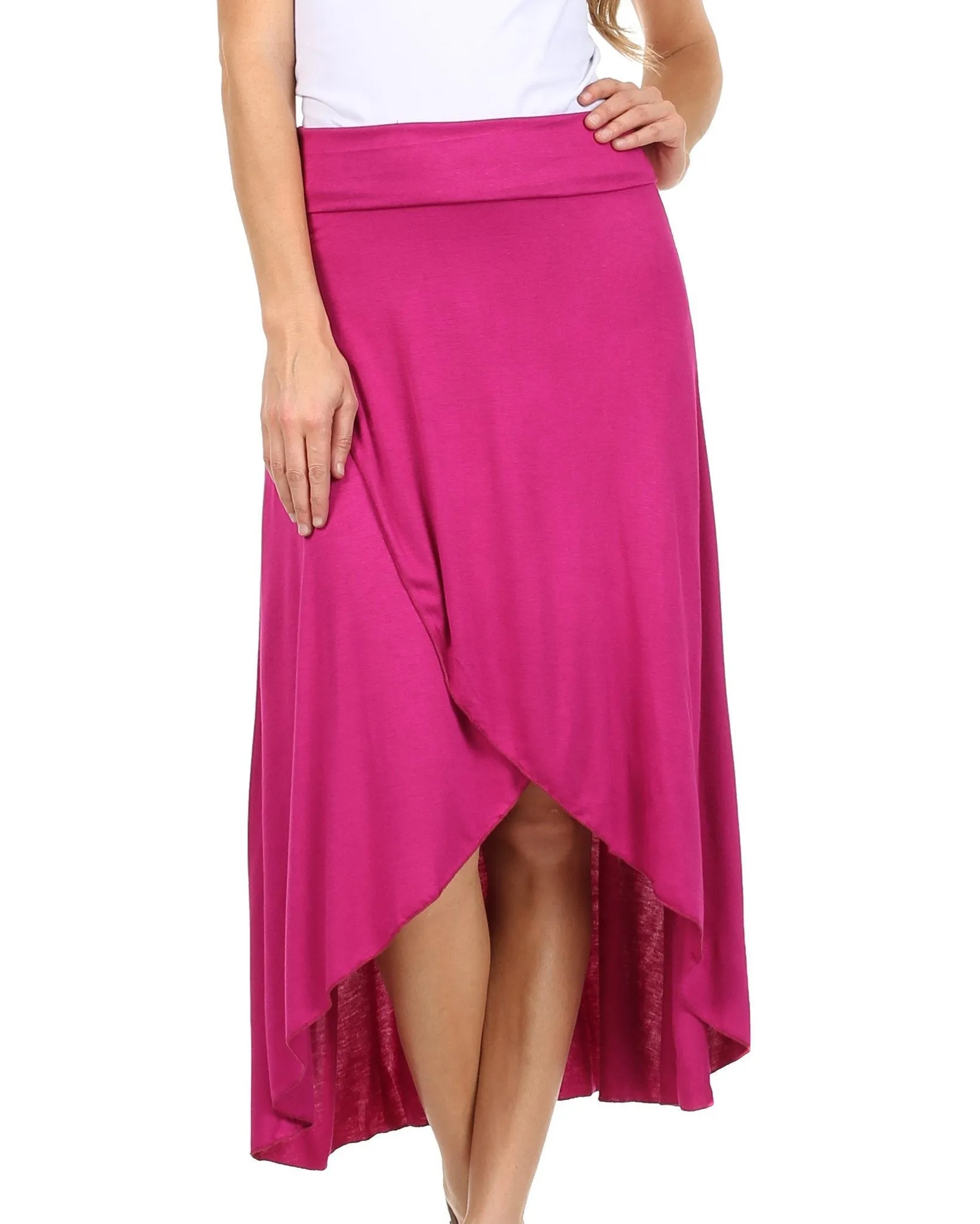 Sakkas Soft Jersey Feel Solid Color Strapless High Low Dress / Skirt