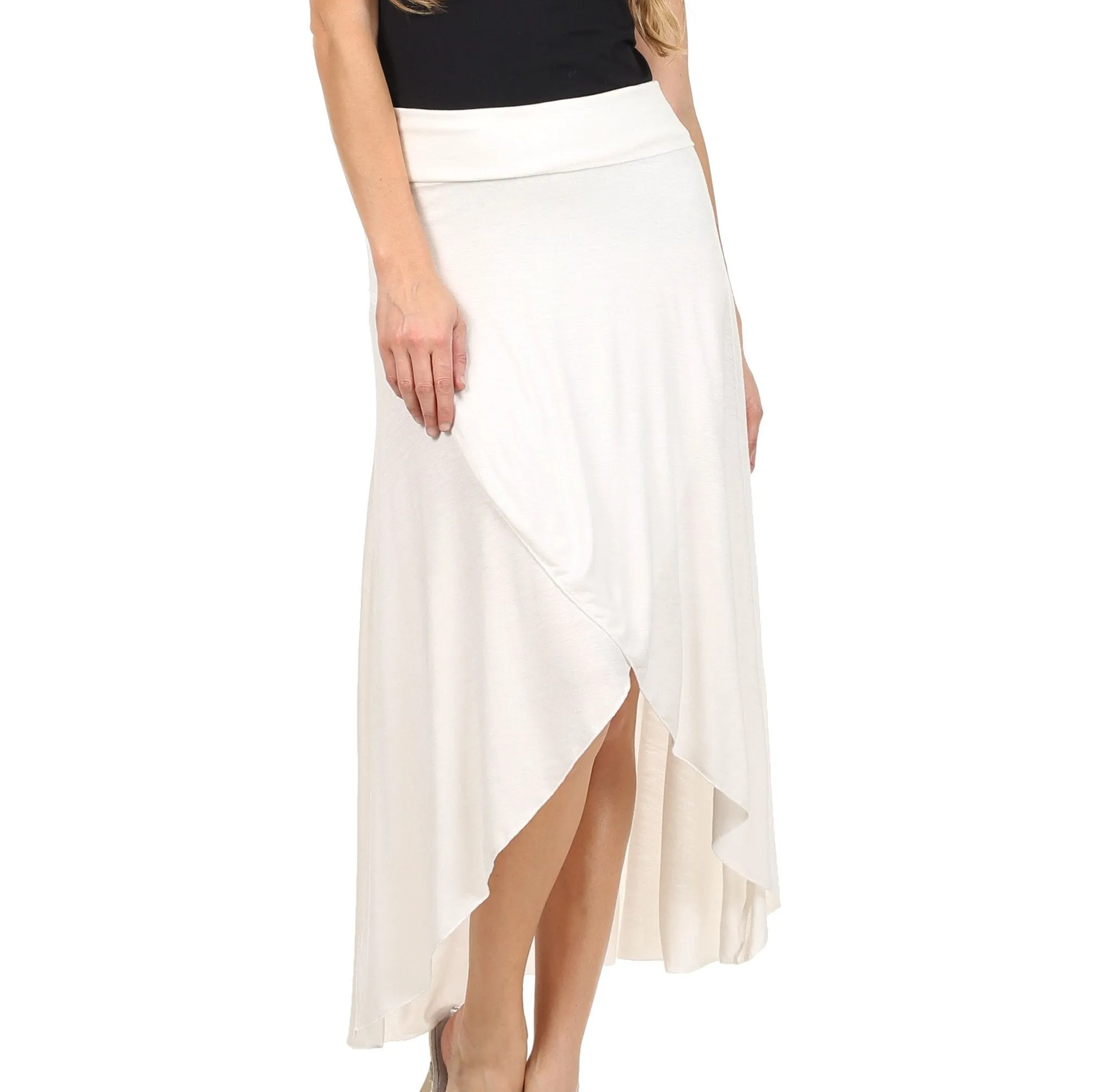 Sakkas Soft Jersey Feel Solid Color Strapless High Low Dress / Skirt