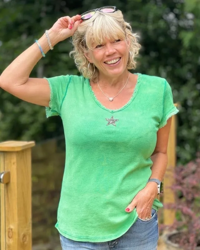 Sequin Star T-Shirt - Emerald Green