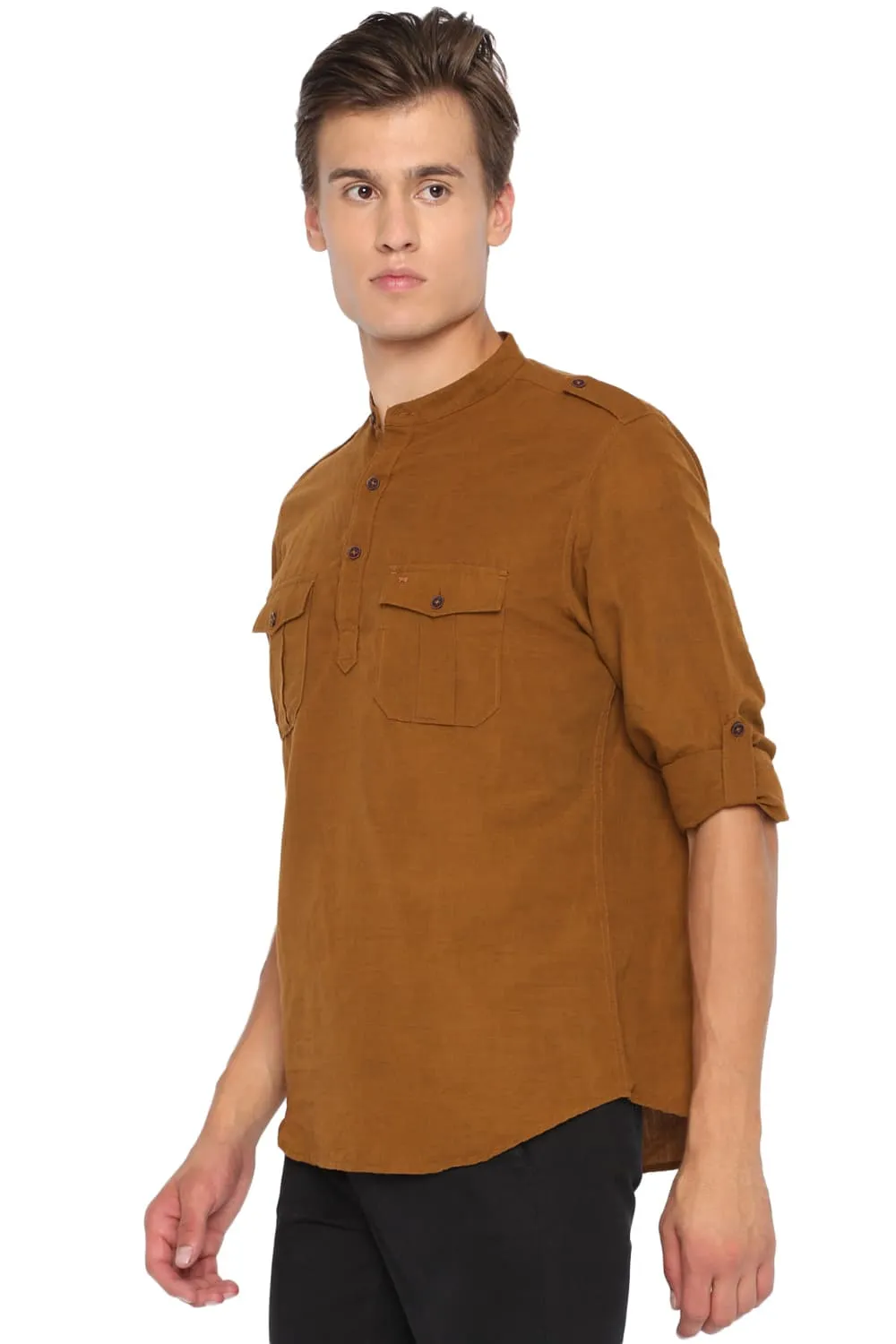 Slim Fit Cotton Linen Kurta Shirt