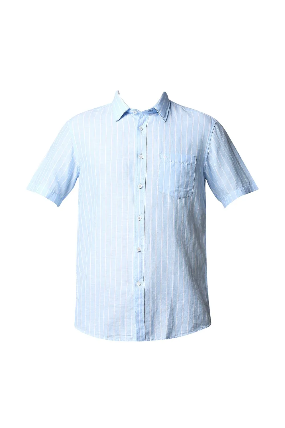 Slim Fit Cotton Linen Stripe Halfsleeves Shirt