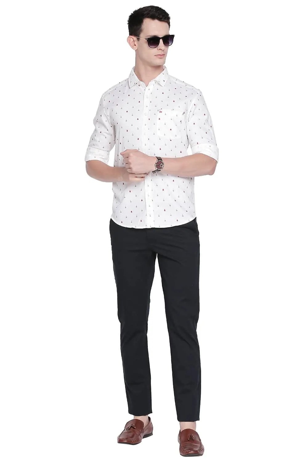 Slim Fit Printed Dobby Shirt