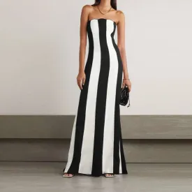 Tiffaney Strapless Striped Maxi Dress