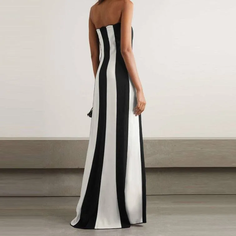 Tiffaney Strapless Striped Maxi Dress