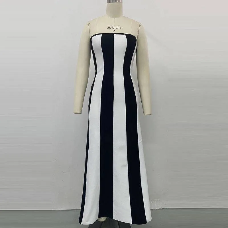 Tiffaney Strapless Striped Maxi Dress