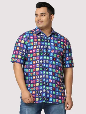 TikTok Digital Printed Half Shirt Men's Plus Size