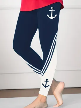 Versatile Anchor Print Leggings for Women  Comfortable Everyday Wear