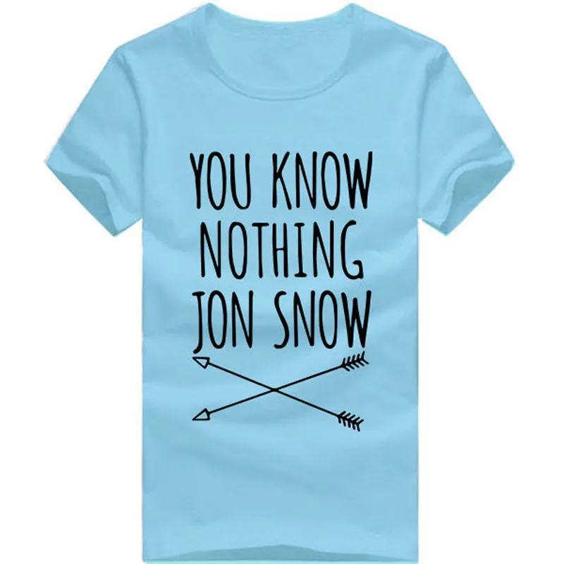 Women T-shirt You Know Nothing Jon Snow Printed Letter T shirt 2016 Summer Games Of Thrones Women T Shirt Camisetas Mujer QA927